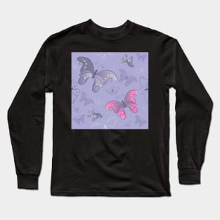 Seamless pattern from butterflies ( Gray ) Long Sleeve T-Shirt